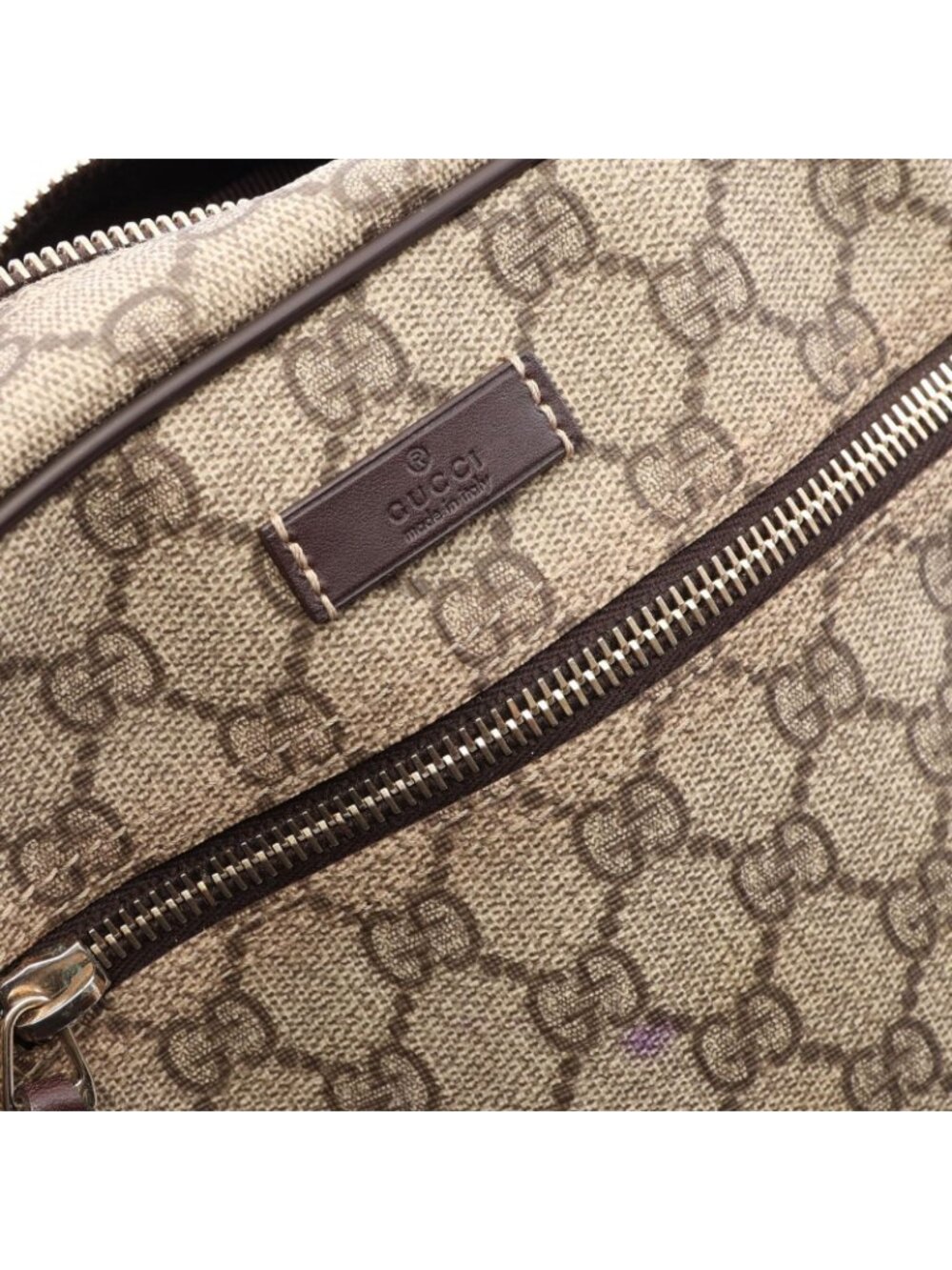Gucci Shoulder Bag GG Supreme Beige Dark Brown Canvas Leather - Picture 6 of 9